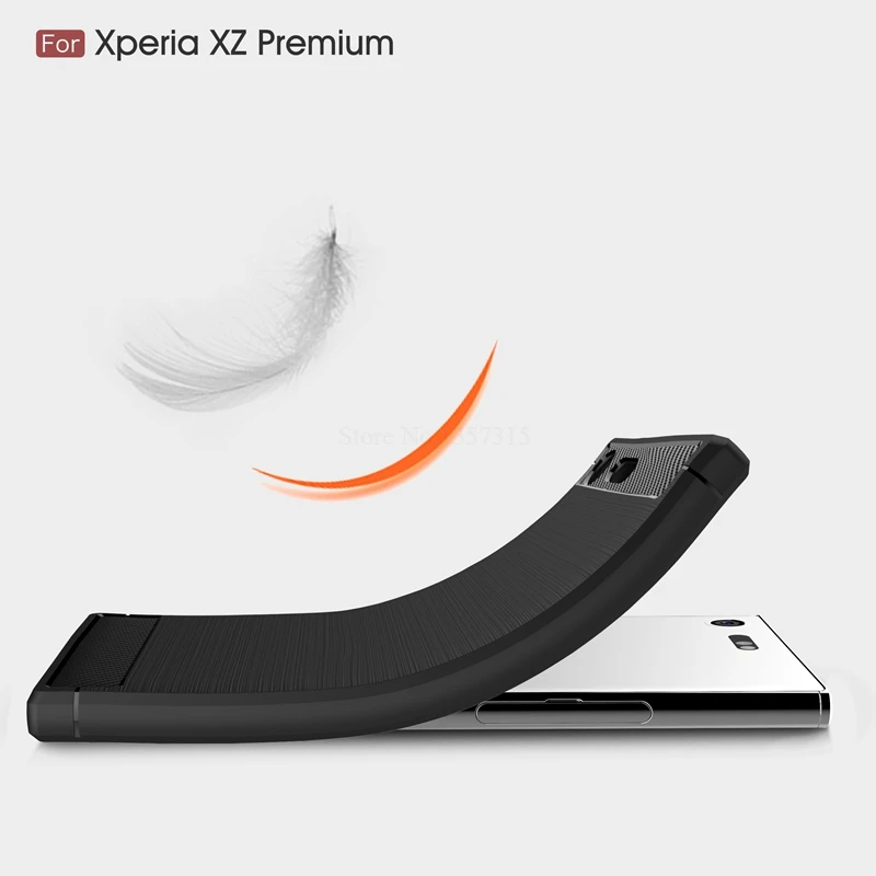UPaitou For Sony Xperia XZ Premium Case Carbon Fiber Scratch Resistant Soft TPU Back Cover for Dual |