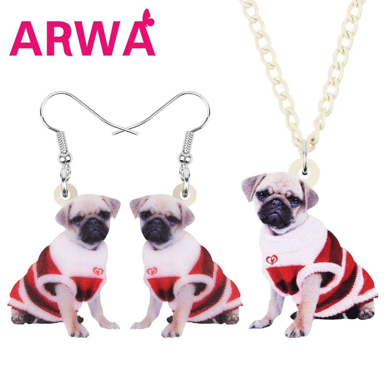 Bonsny акриловый Рождественский костюм платье мопса ювелирные наборы серьги в виде