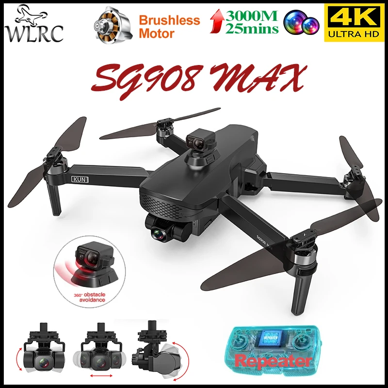 Dron SG908 MAX con GPS y c&aacute;mara 4K, cuadric&oacute;ptero Profesional sin escobillas, 3KM, 5G, Wifi, FPV, regalos de Navidad, 3 ejes, 2022-0