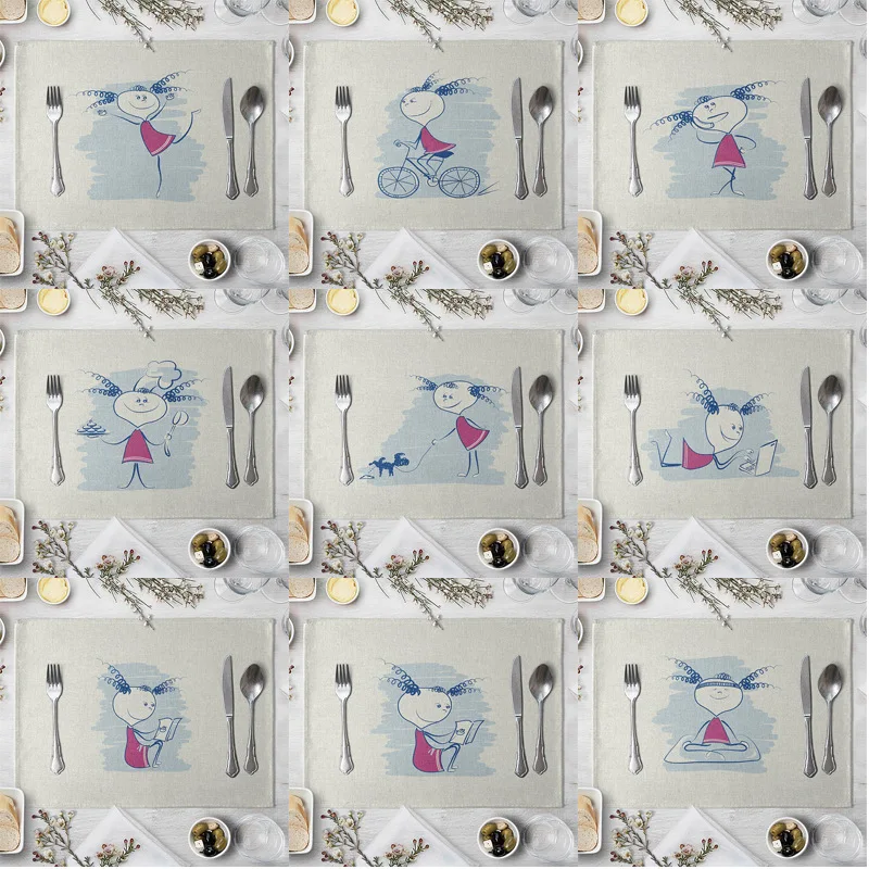 Детский коврик для стола кухонный веселый декоративный маленьких девочек