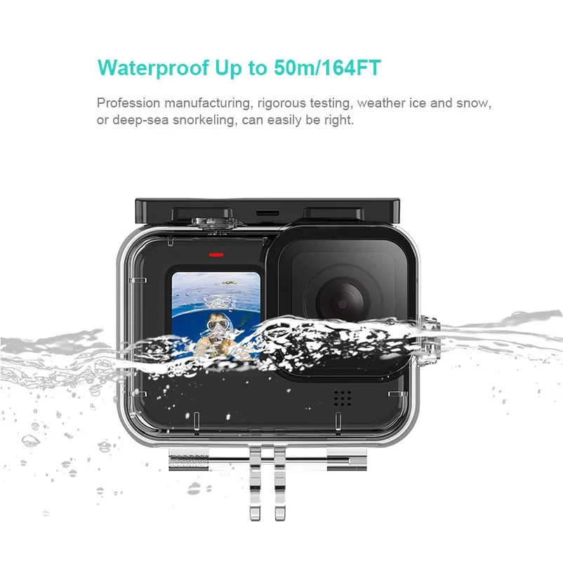 Продажа Набор черных чехлов KFFTWWX для Gopro Hero 9, водонепроницаемый корпус, закаленное стекло, Защита экрана для Go Pro 9, набор аксессуаров