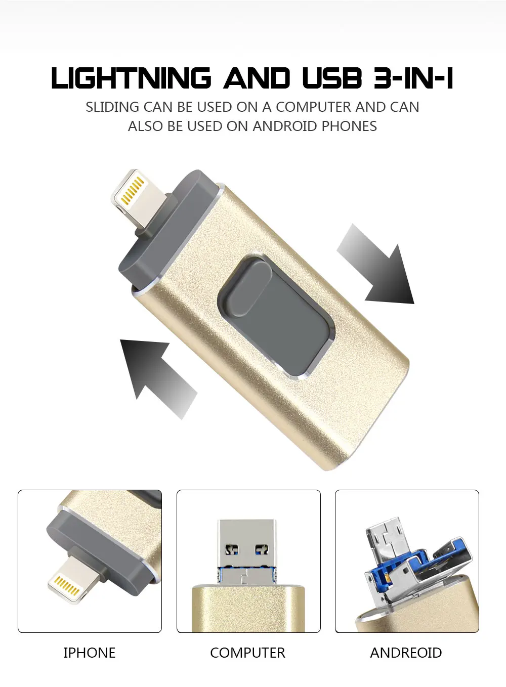 Usb флеш-накопитель 128 ГБ, 16 ГБ, 32 ГБ, 64 ГБ, флеш-накопитель HD, внешняя карта памяти для iphone 7, 7 Plus, 6, 6s Plus, 5S, ipad, флешка