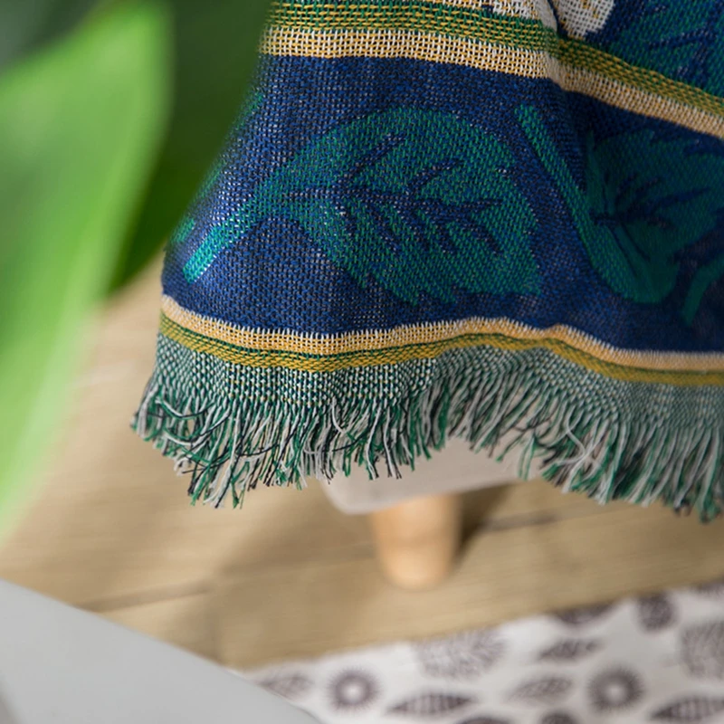 Европейское хлопковое покрывало для дивана с цветами вязаное плетеное