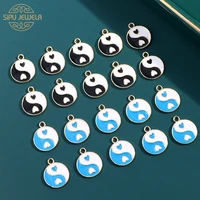 10pcs gossip charms colorful enamel alloy tai chi yin yang bagua pendant accessories wholesale for jewelry handmade crafts diy