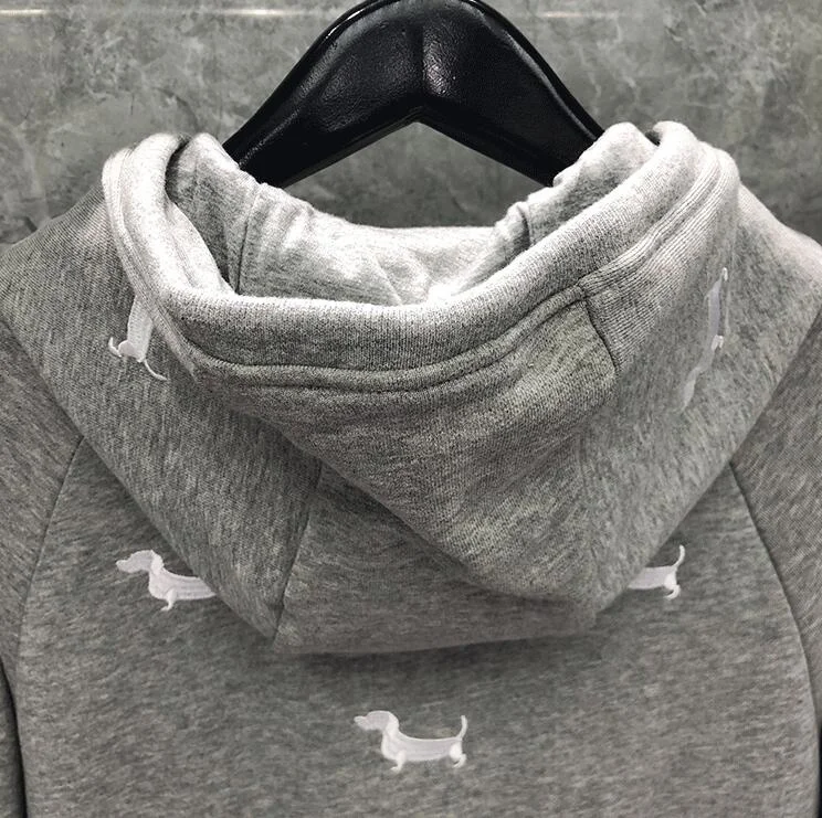 

TB Fashion 2021 THOM Brand hooded Clothing Puppy Embroidery Jacket Men Sweatshirts Cotton Hoodies Casual Loose Sports Coat