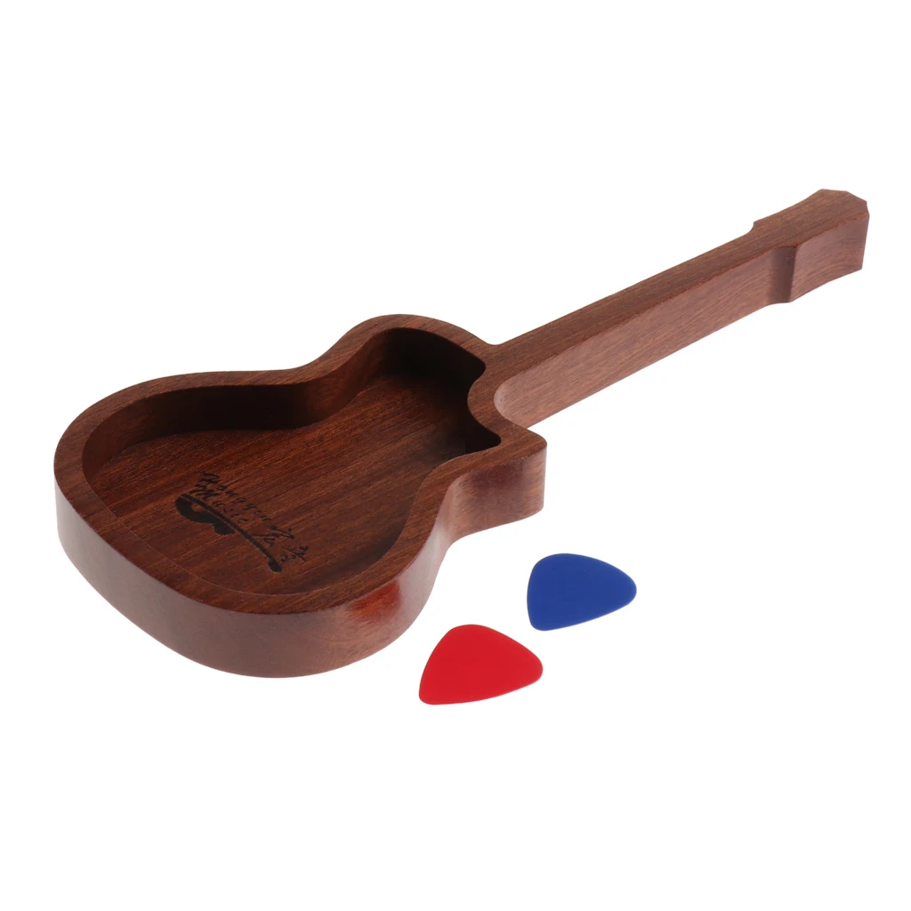 Durable Wooden Guitar Bass Pick Plectrums Box With 2pcs Picks | Спорт и развлечения