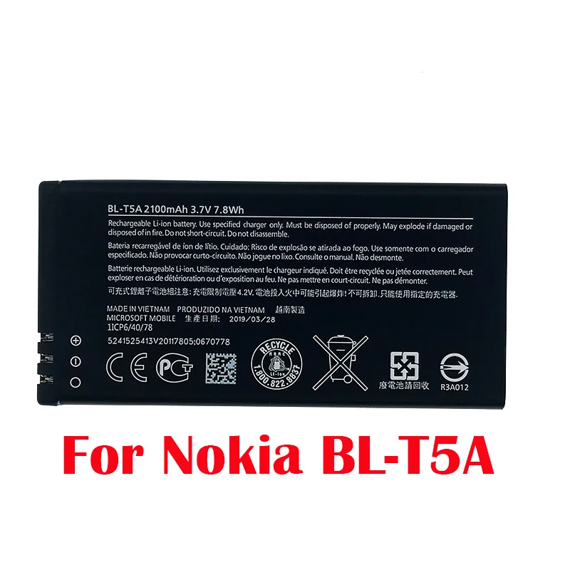 100% оригинал 2100 мАч BL-T5A батарея для Nokia Microsoft Lumia 550 730 735 738 RM1038 RM1040 высокое качество +