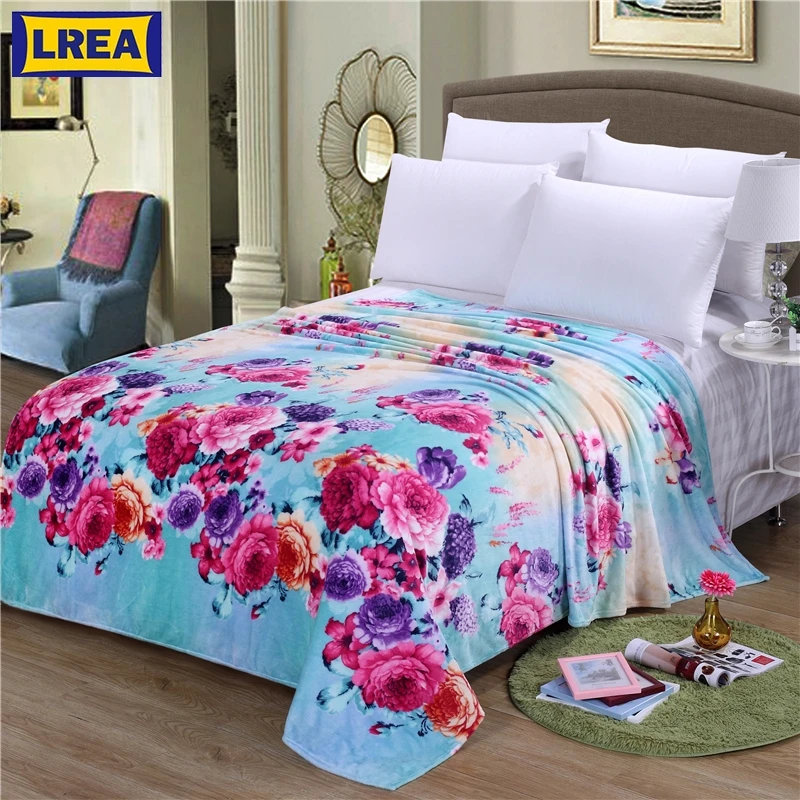 LREA домашний текстиль с цветочной плед коралловый флис одеяло для взрослых крышка