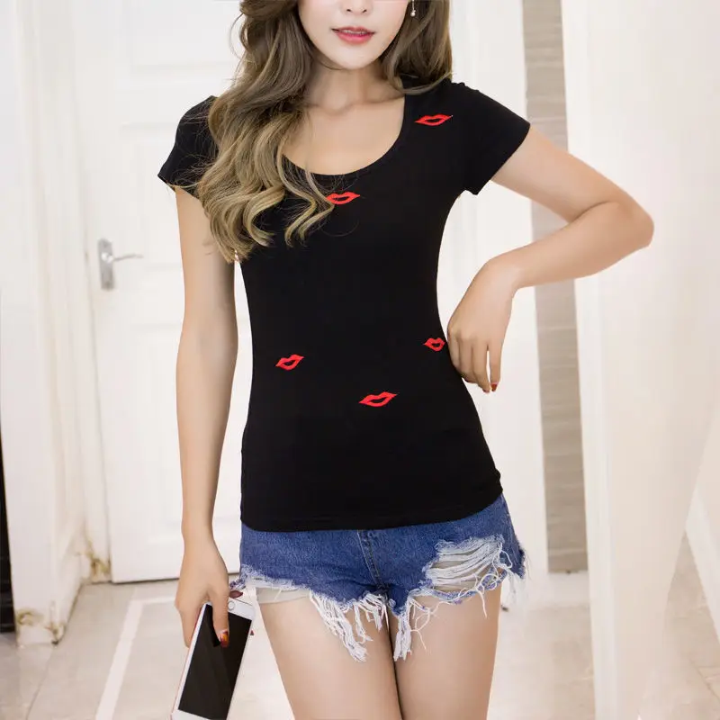 Одежда для упражнений латиноамериканских танцев Красная Вышивка губ Женская