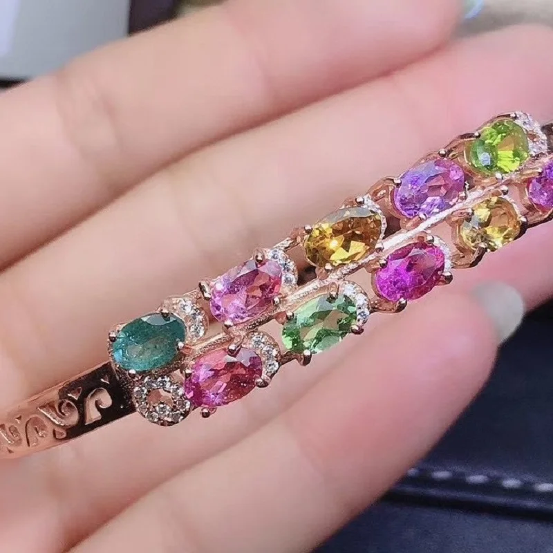 

Женский браслет с натуральным бразильским турмалином, 4 Х6 мм