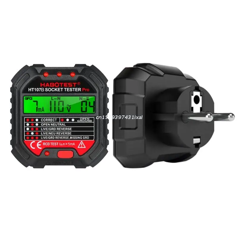 HT107 Socket Tester Voltage Test EU/UK/US Plug Line RCD Measurement LCD Display for Dropship | Инструменты