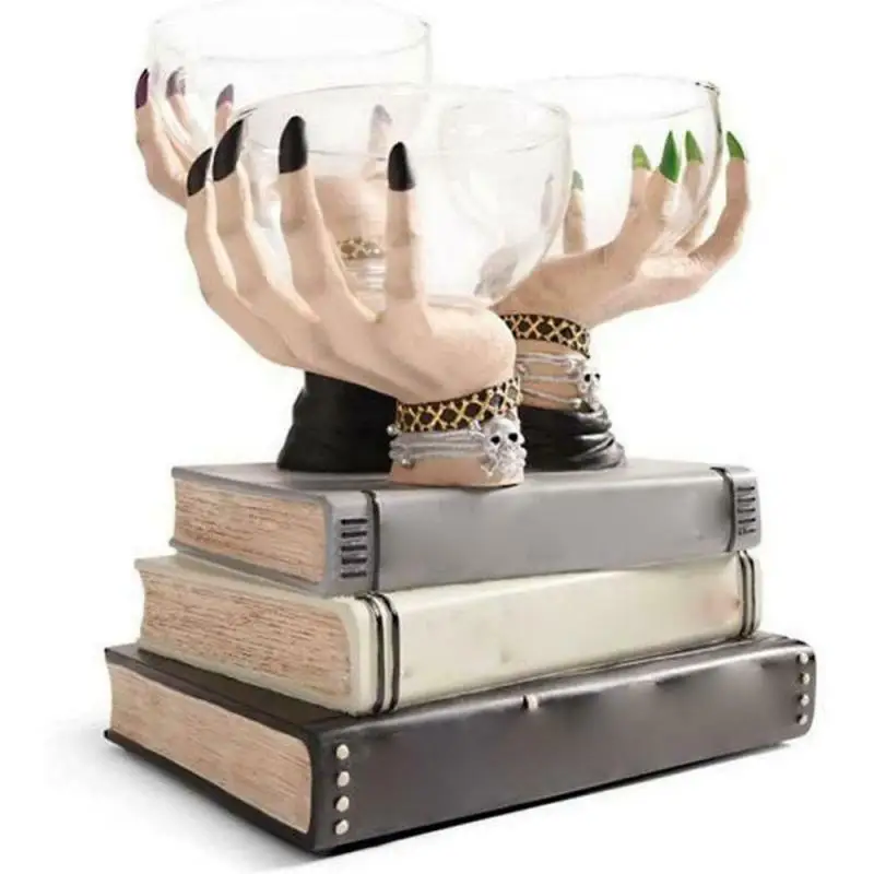 

1pc 15x10cm Witch Hands Snack Bowl Stand Resin Desktop Ornament Halloween Home Party Decoration