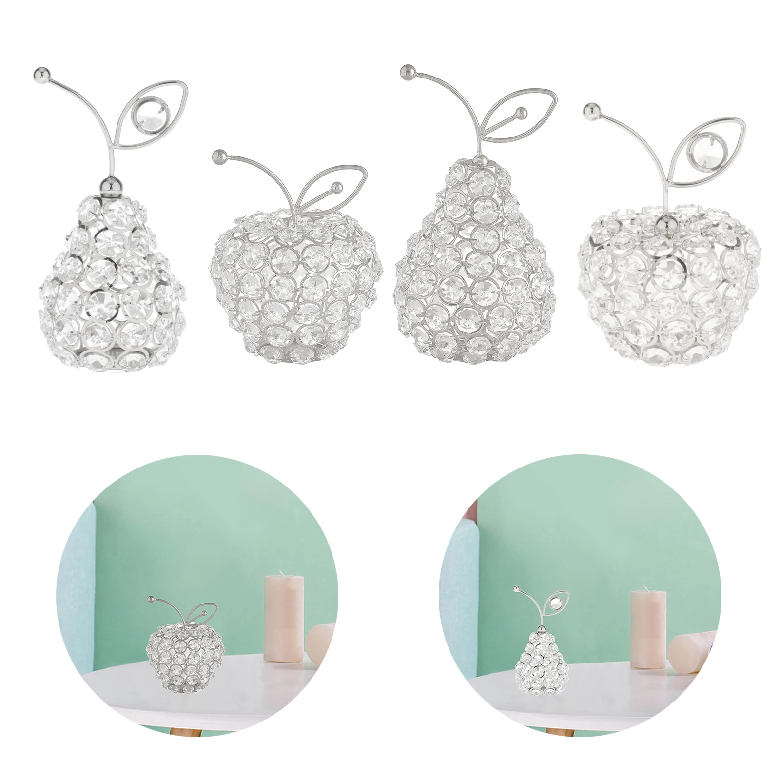 

Nordic Style Sparkling Crystal Rhinestone Fruit Ornaments Handmade Desktop Centerpiece Decor Collectibles Gifts