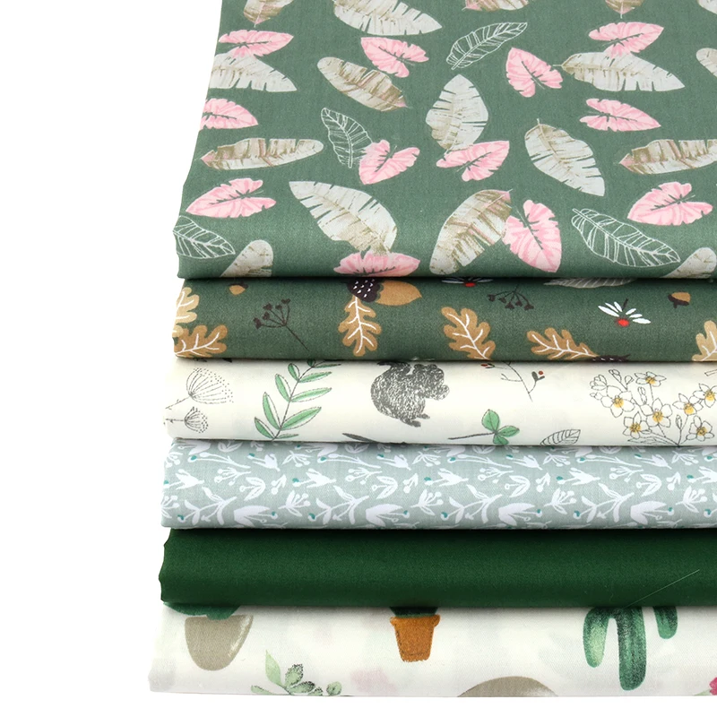 Nanchuang 6pcs/lot Green Floral Fabric Diy Handmade Sewing Quilting Fat Quarters Patchwork Cloth For Baby Children 40x50cm | Дом и сад