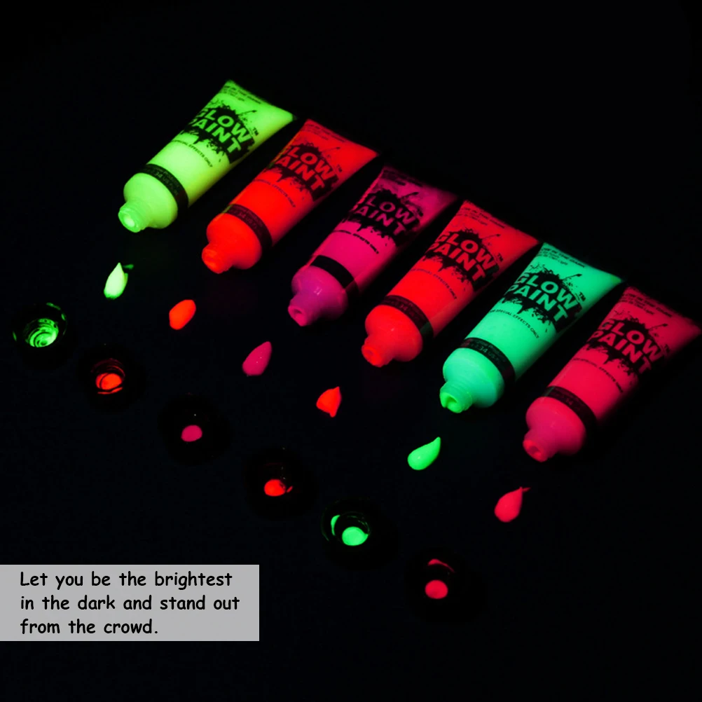 6Pcs UV Glow Blacklight Face and Body Paints Safe Non-toxic Washable in The Dark Perfect Party Accessories | Красота и здоровье