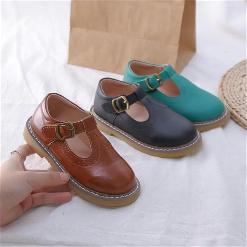 

New British style Black Dress Shoes Children Girls Dance Shoes Princess Baby Flats Soft bottom Toddler Kids Leather Shoes 04