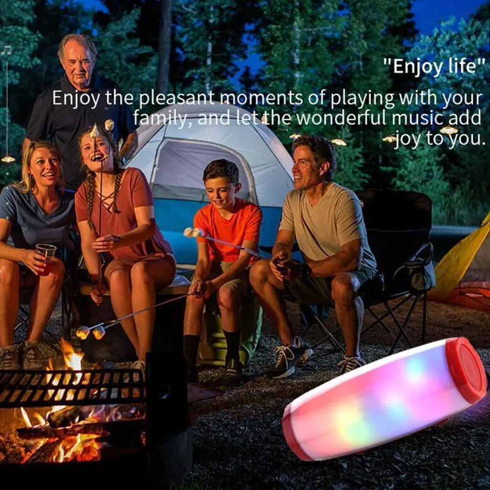 Портативный беспроводной динамик Bluetooth V4.2 светодиодный для танцев MP3 AUX USB FM радио