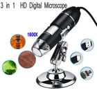 1600X USB цифровой микроскоп электронный 2MP 1080P мини-микроскоп камера эндоскоп 8 светодиодная лупа регулируемая с подставкой