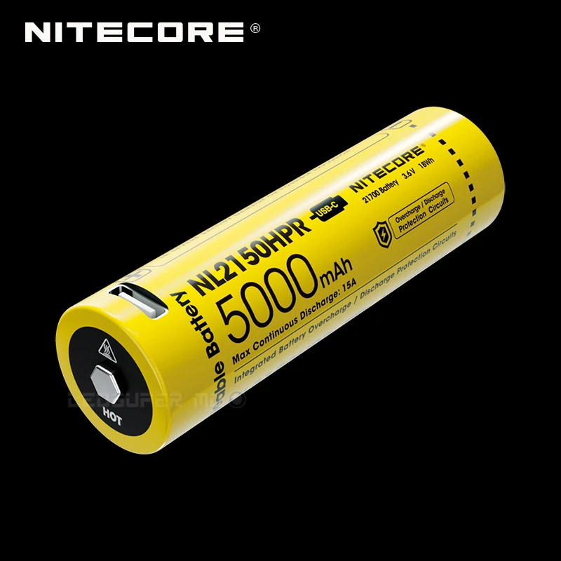 5000 мА/ч 15A NITECORE NL2150HPR 21700 Высокая утечка USB-C Перезаряжаемые Li-Ion Батарея с зарядным