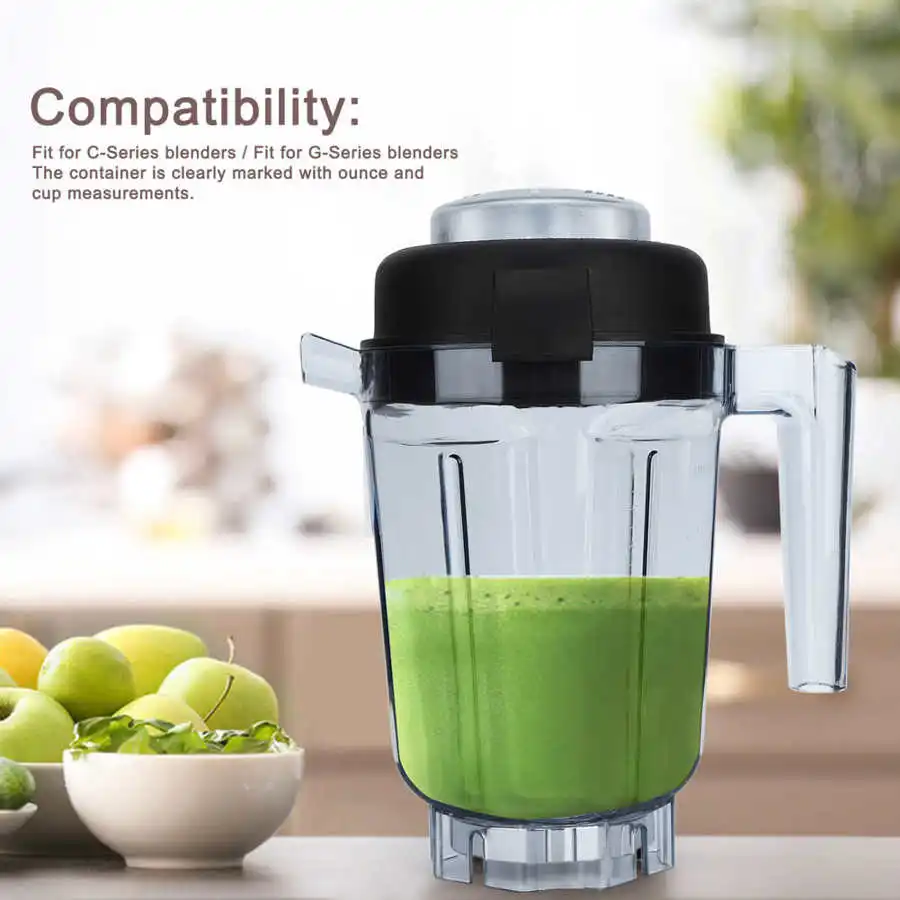 

Transparent Food Mixing Blender Cup Container w/Blade Lid Replacement Accessories Fit for Vitamix Container 32oz Kitchen Blender
