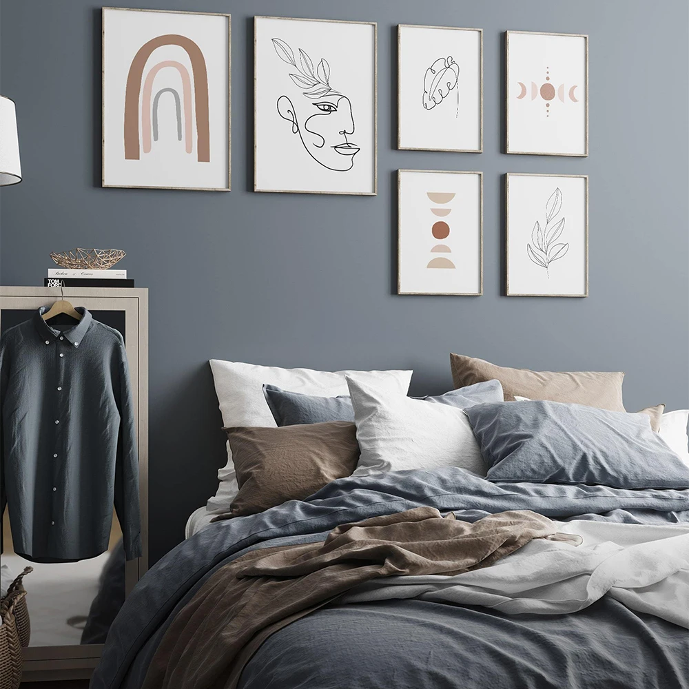 Абстрактная Геометрическая Картина на холсте в стиле бохо с изображением солнца