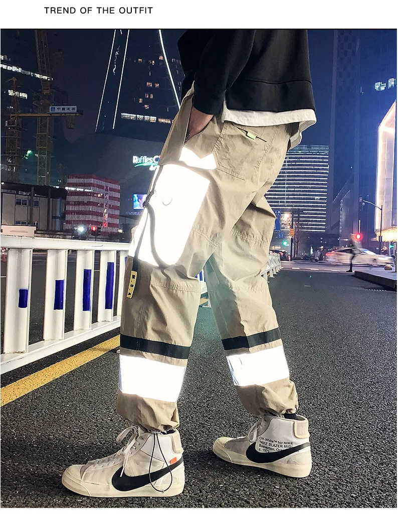 2020 светоотражающие мужские штаны шаровары в стиле хип хоп брюки карго для мужчин