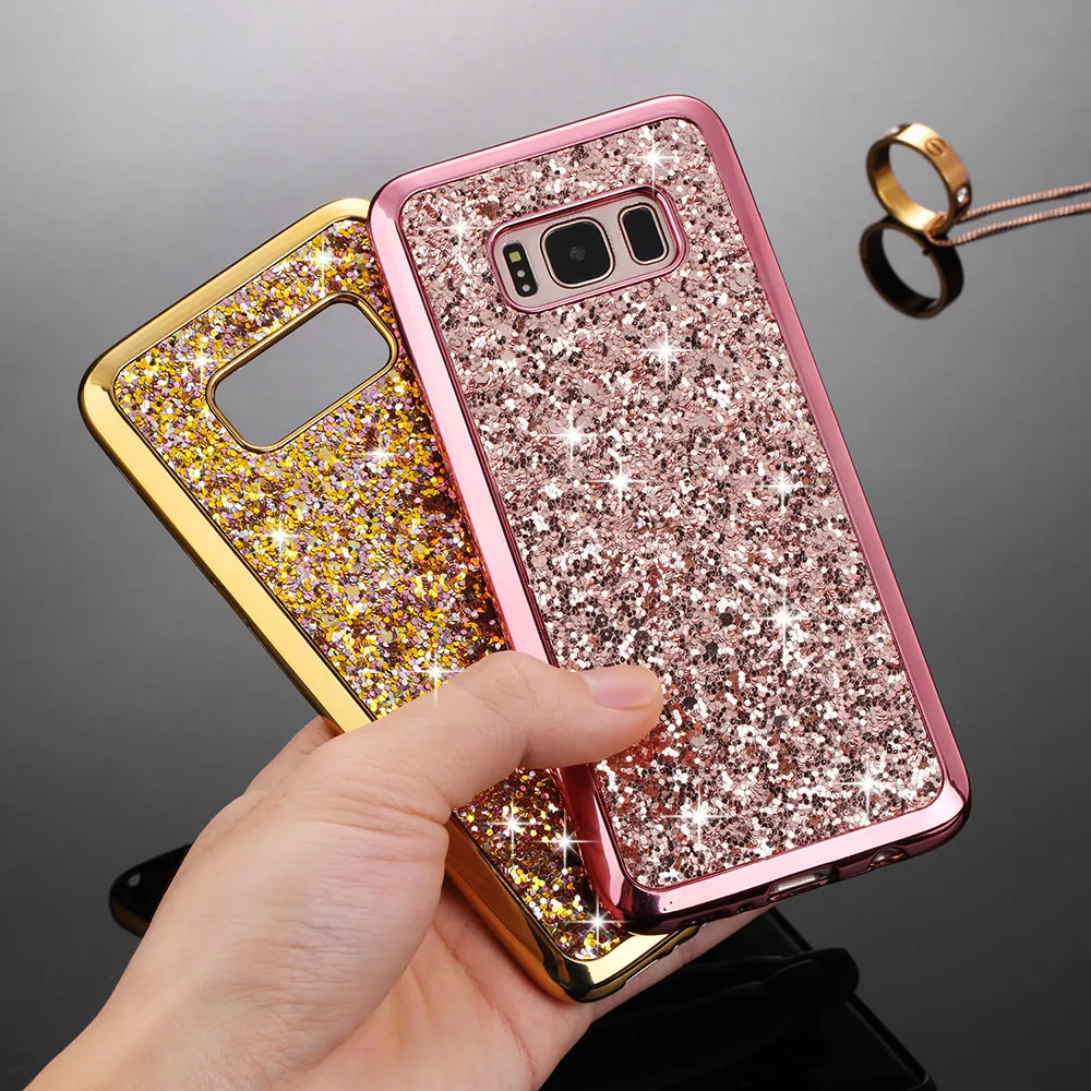 Красивый блестящий гальванический блеск Чехол для телефона samsung Galaxy S7 edge S8 Plus