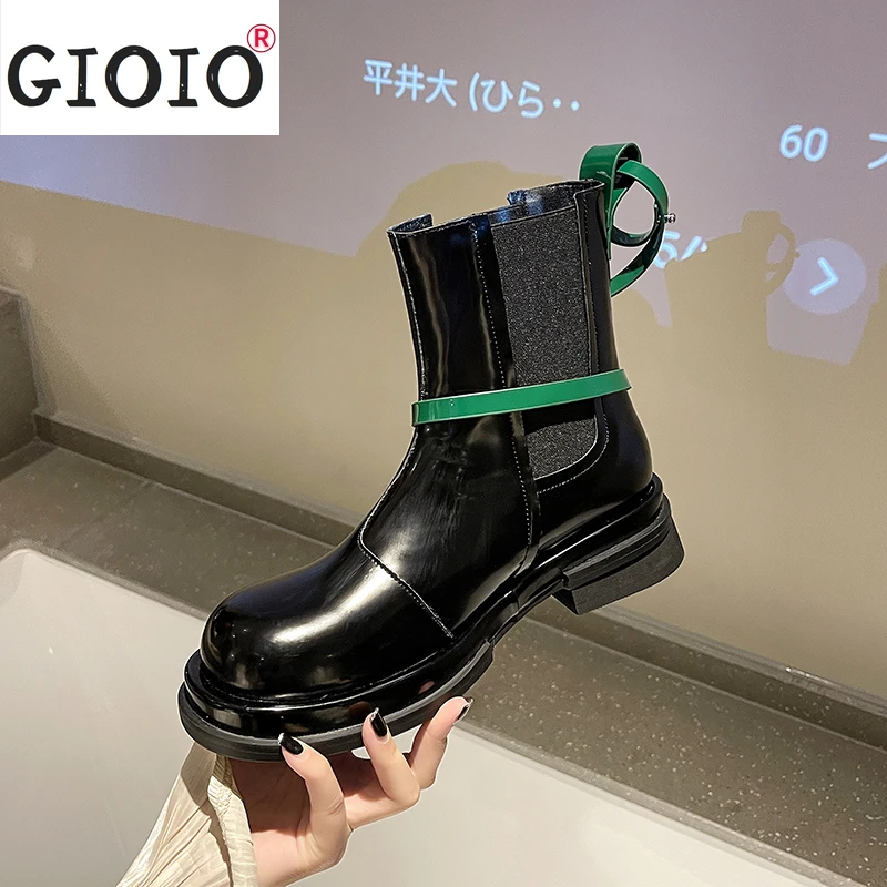 

Women's Boots 2021 Winter New Fashion Mid Boots Women Round Head Comfortable Black Boots Thick Heel Shoes Slip-on Ladies Boots