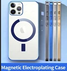 Прозрачный Магнитный чехол для iPhone 13 12 11 Pro Max, гальванизированный силиконовый чехол Magsafing с поддержкой беспроводной зарядки
