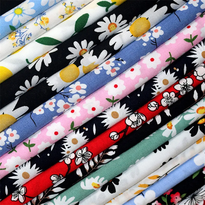 Ткань из 100% вискозы с цветочным принтом для швейных платьев ручной работы, 100 смх143см