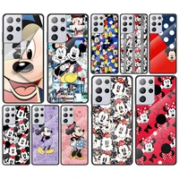 mickey mouse cartoon cute for samsung galaxy s21 ultra plus a72 a52 4g 5g m51 m31 m21 luxury tempered glass phone case cover
