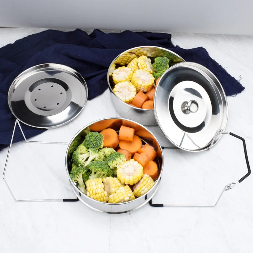 

Two Tier Stackable Steamer Insert Pans Stainless Steel Electric Pressure steam pot Cooker Cooking boiler cookware kazan