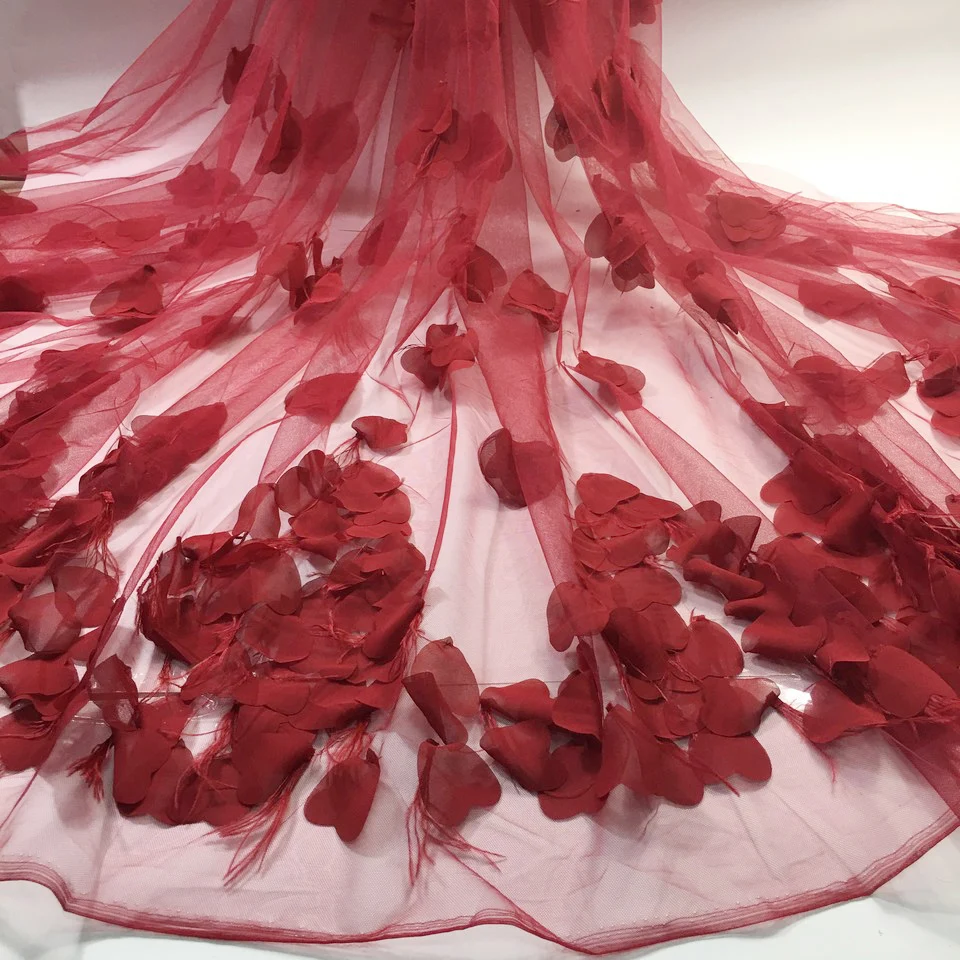 Роскошная вышивка с перьями кружевной ткани ручной работы DIY 3D цветы аксессуары