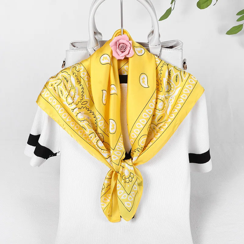 

Fashion 70*70cm Women Scarf Paisley Print Silk Feeling Square Hair Band Foulard Female Neck Scarves Lady Shawl Wrap Bandana