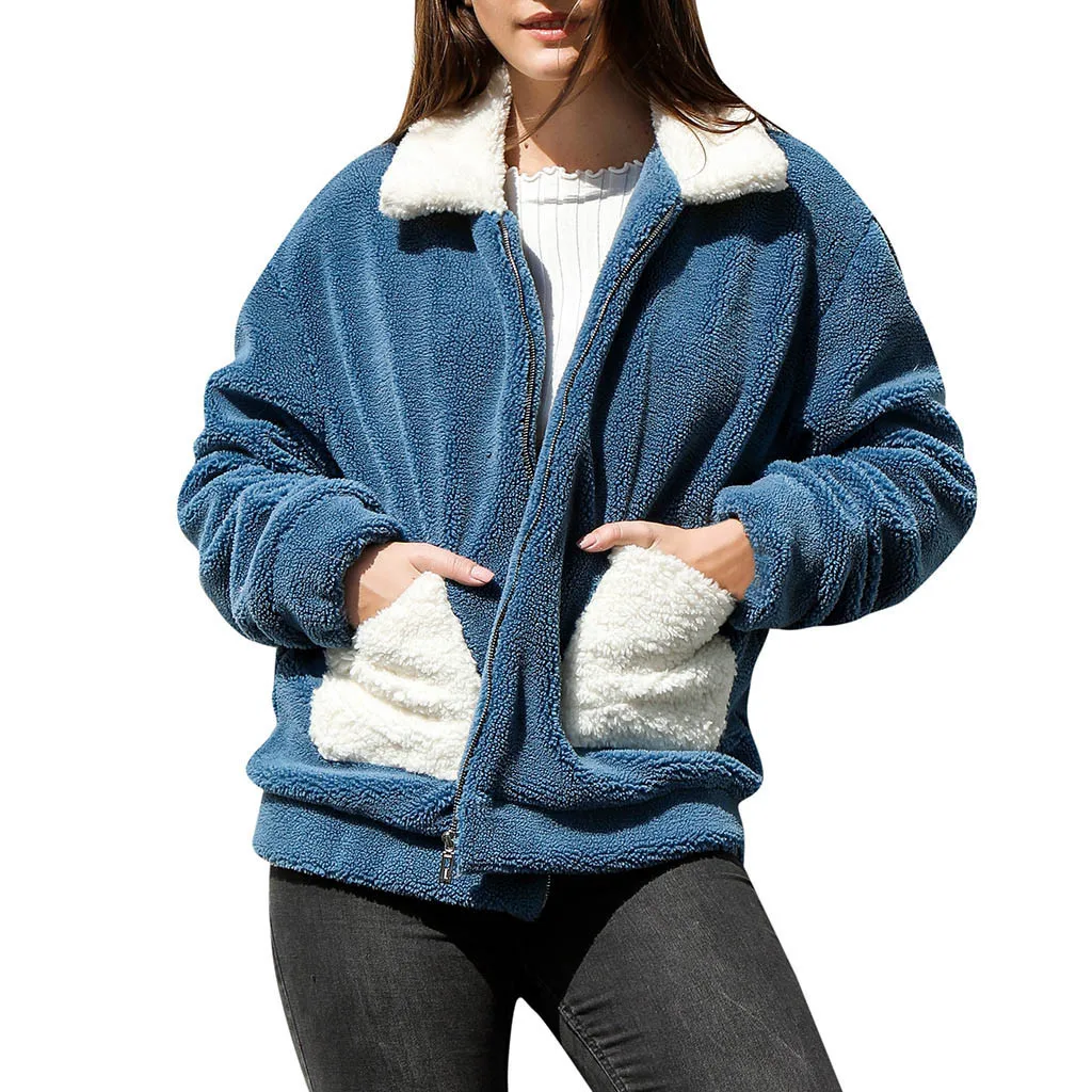 Женское плюшевое пальто Новое поступление Повседневная однотонная верхняя