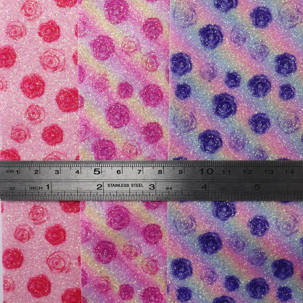 30 см x 134 рулон с принтом розы из тонкой блестящей ткани кожа для сережек бантов