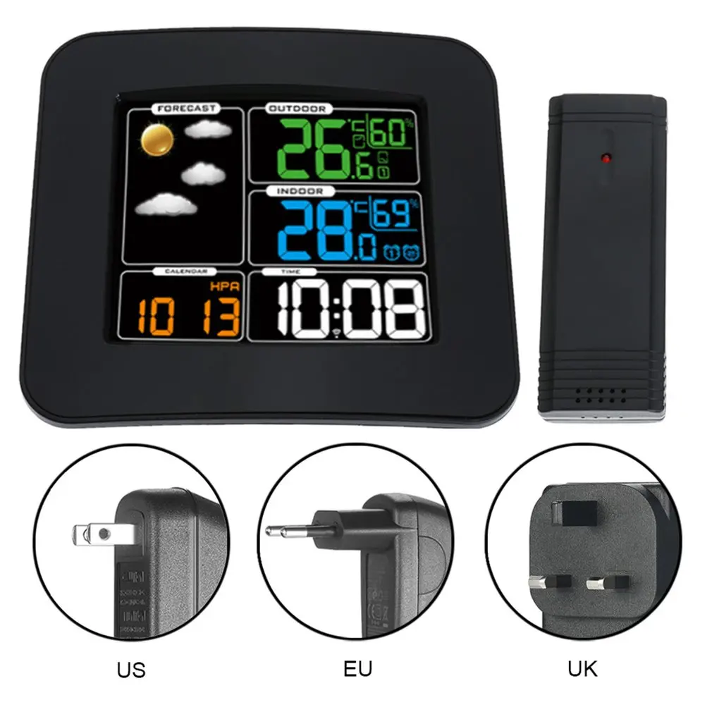 5 In 1 RF Wireless Sound Control Alarm Clock TS-75 Electronic Temperature Humidity Calendar Desk Digital Weather Forecast |