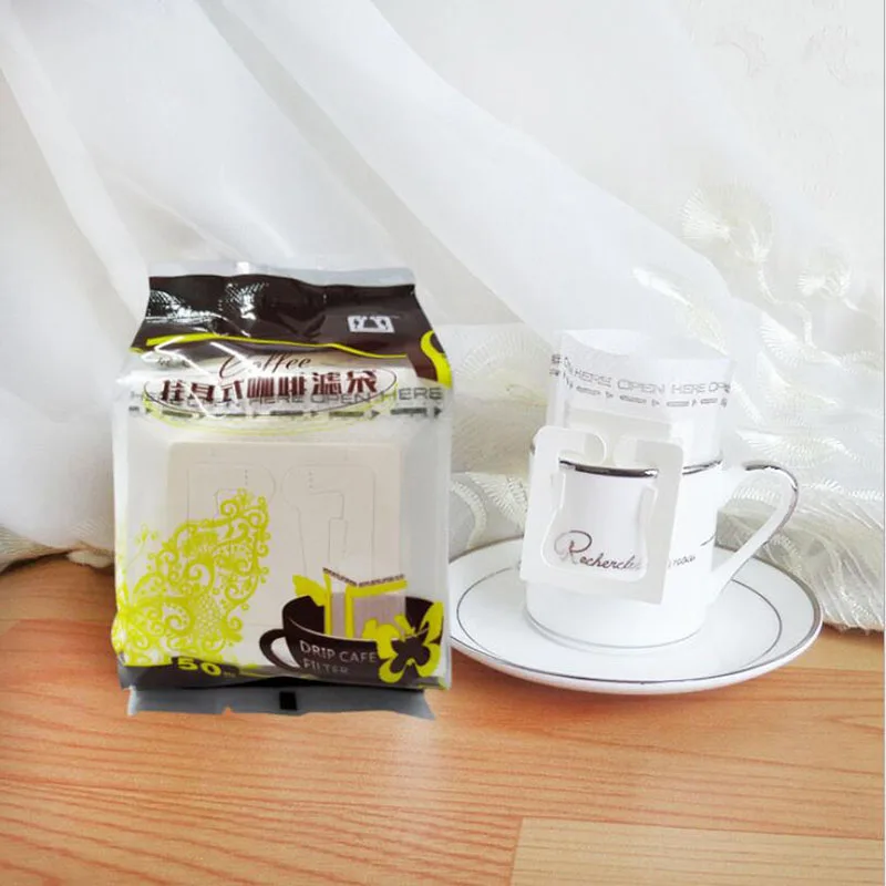 

50pcs/Pack Portable Drip Coffee Filter Bag Home Office Travel DIY Hanging Ear Style Coffee Filters Paper