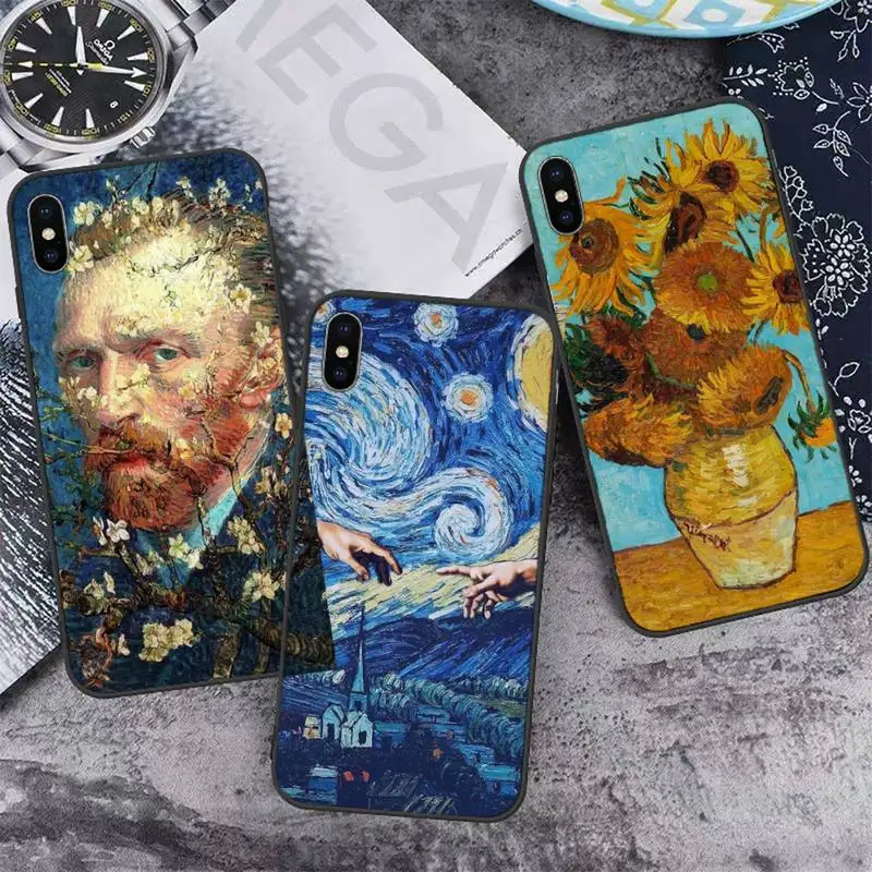 

Van Gogh Skull Tardis Phone Case for iPhone 13 12 11 mini pro XS MAX 8 7 6 6S Plus X 5S SE 2020 XR