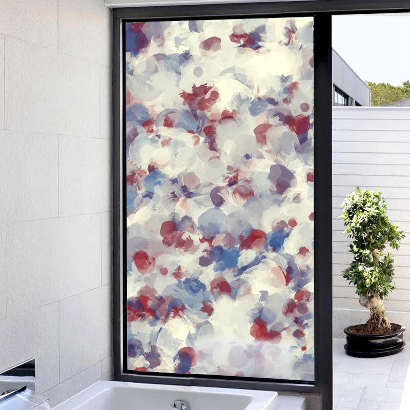 

45x58cm Flower Printed Glass Films For Bathroom Door Window Protect Privacy Sunscreen Static Cling Home Decor Glass Films