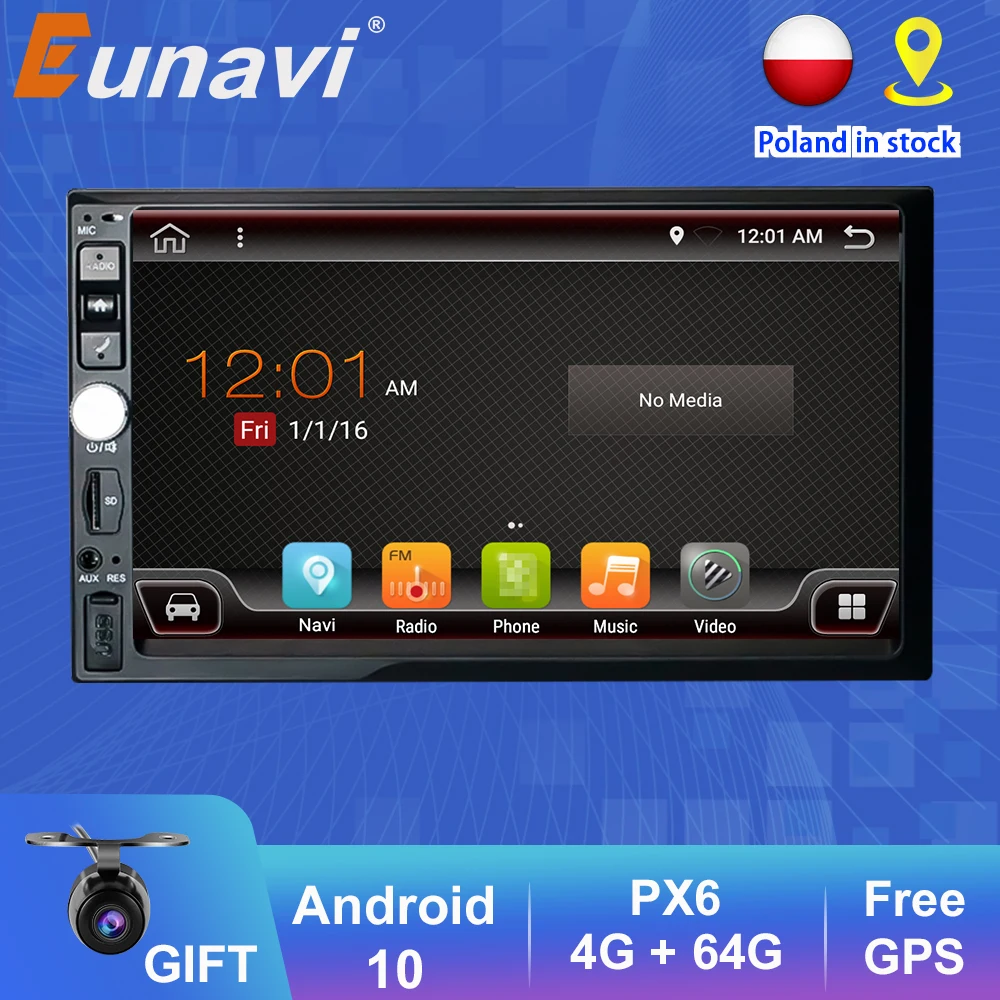 Универсальный Автомобильный мультимедийный плеер Eunavi 2Din 7 дюймов Android радио GPS