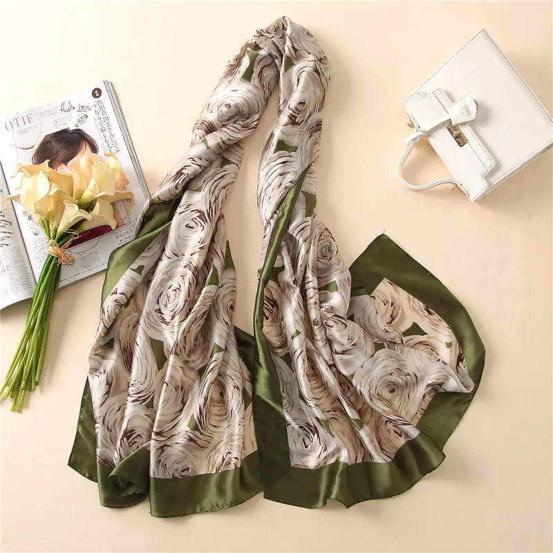 Женский шелковый шарф шаль летний женский Мягкий из 2020 шелка модный
