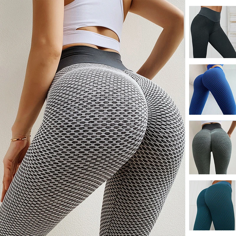 

Yoga Pants Leggings Women Seamless Gym Fitness Grid Tights Patchwork Print High Waist Elastic Push Up Leggings New Women's Pants