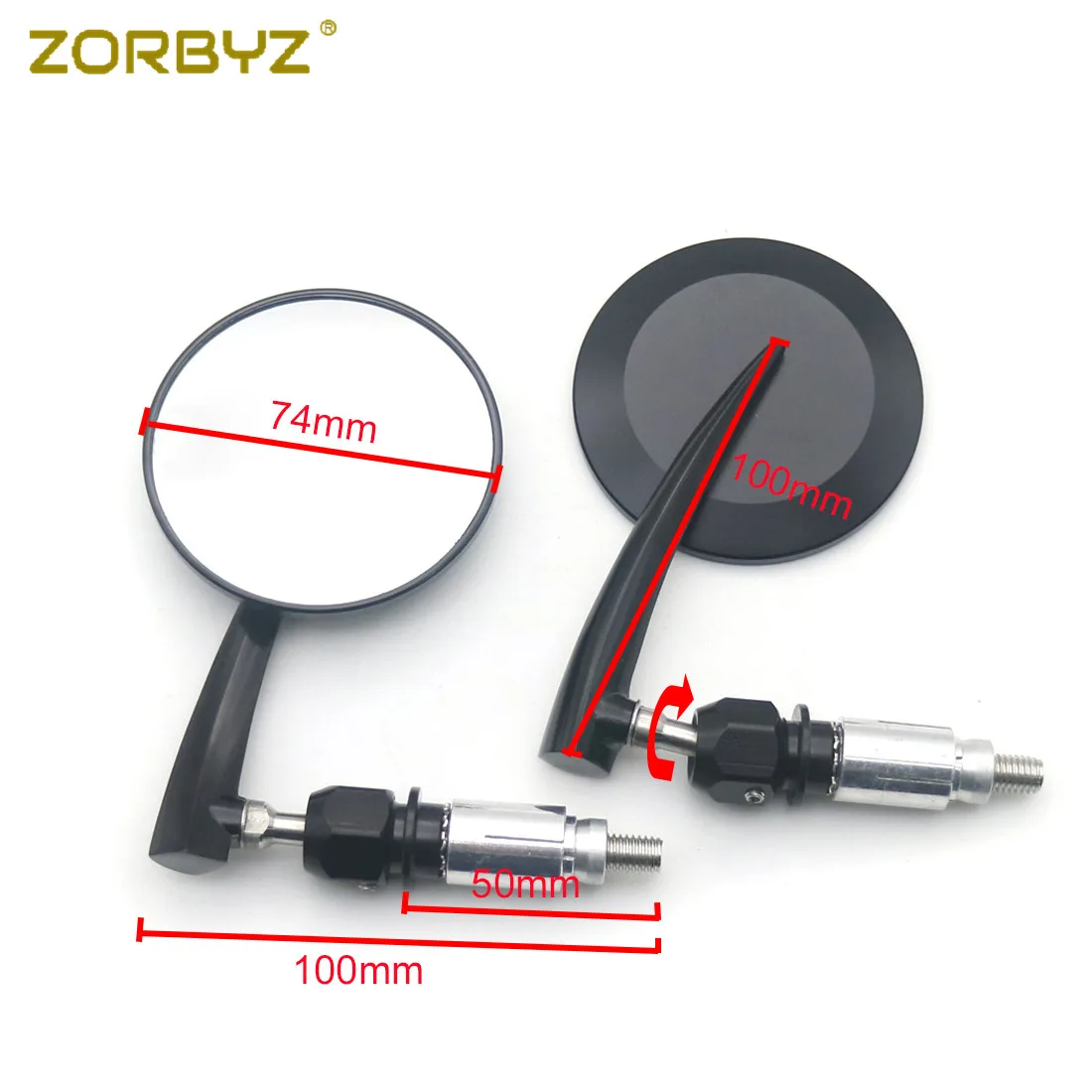 ZORBYZ 7/8 &quot22 мм Ретро черная круглая ручка БАР КОНЕЦ ЗАДНЕГО вида боковые зеркала