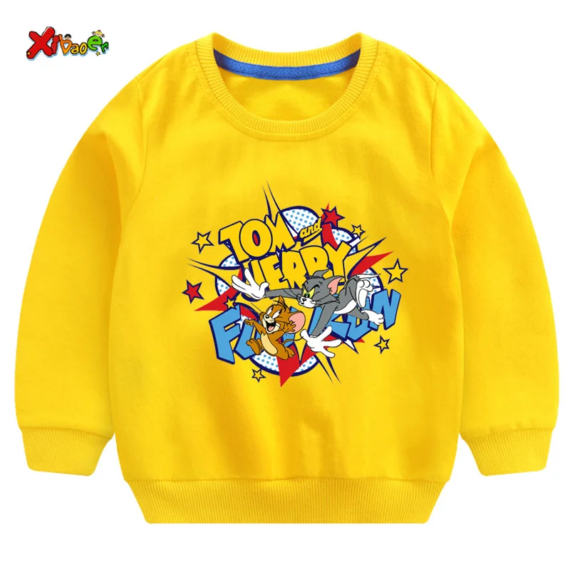 toddler girl sweatshirts baby boy hoodie children Pullover Tops Autumn Fashion Long Sleeve Cartoon Tom and jerry clothing