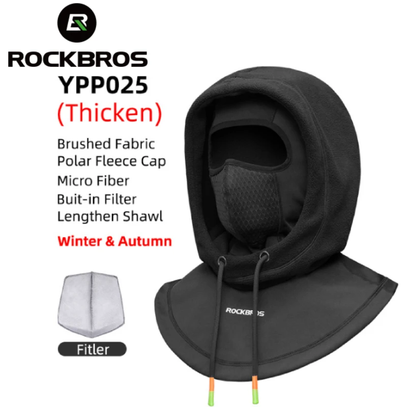 

ROCKBROS Motorcycle Scooter Mask Winter Cycling Face Mask Women Men Hood Balaclava Warm Windproof Ski Mask Fleece Double Layer