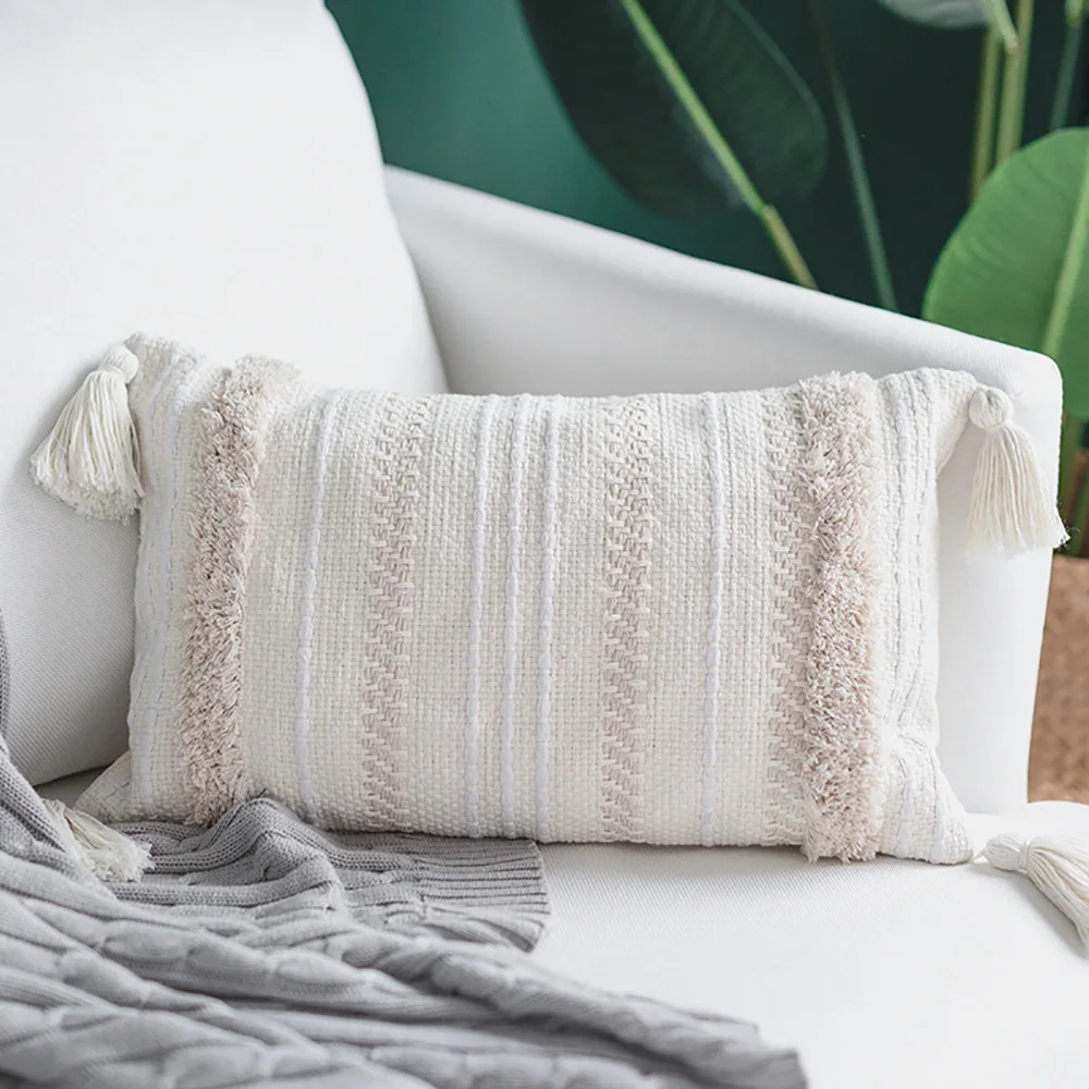 

Moroccan Style Khaki Tufted Sofa Cushion Cover Chair Cushion Office White Lumbar Cover 50*30 for ornamental Pillow Dropshipping