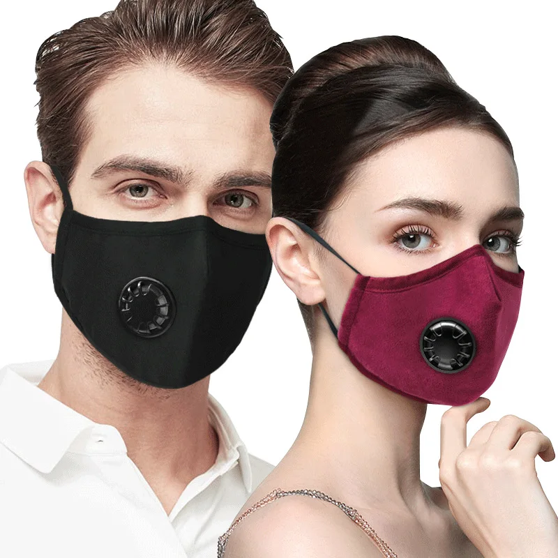 

4PCS Washable Cotton Masks With 8pcs Activated Carbon Filters 5 Layers Reusable Anti-haze Face Mask With Valve Breathable Mask