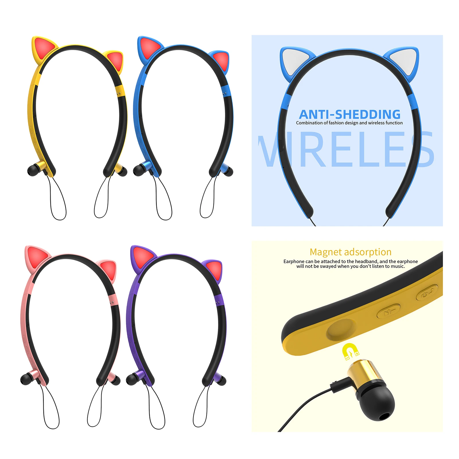 Bluetooth гарнитура с кошачьими ушками стереонаушники наушники вкладыши динамик