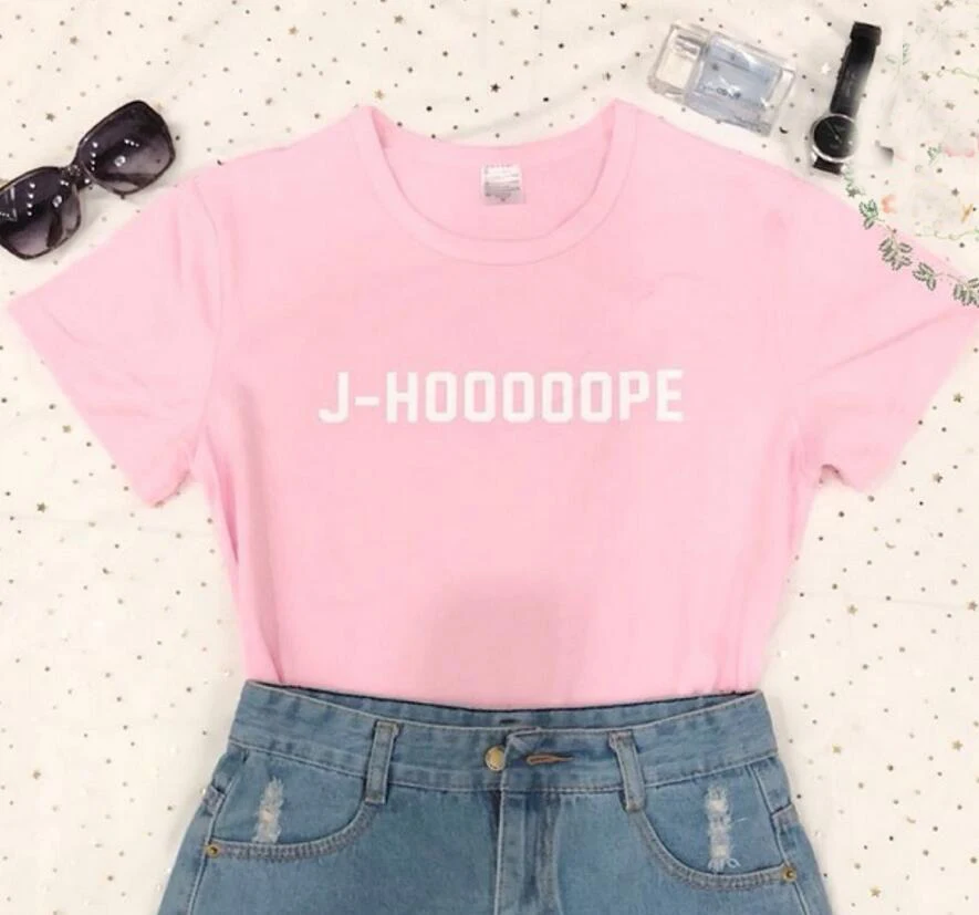 Корея Футболка женская J HOOOOOPE футболка уличная мода популярные футболки женские